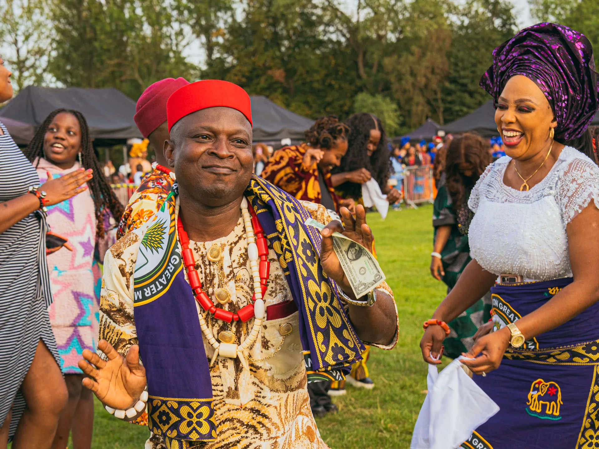 Guests dancing and celebrating at the festival